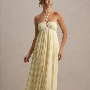 Elegant Cream Halter Maxi Dress